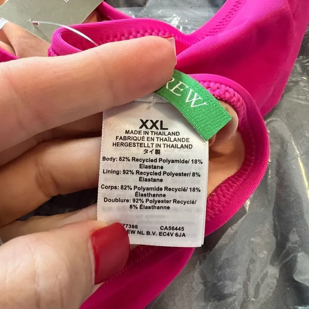 J.Crew Women's High-Leg Bikini Bottom Pink Size xxL Eco-Friendly‎ Swimwear NWT